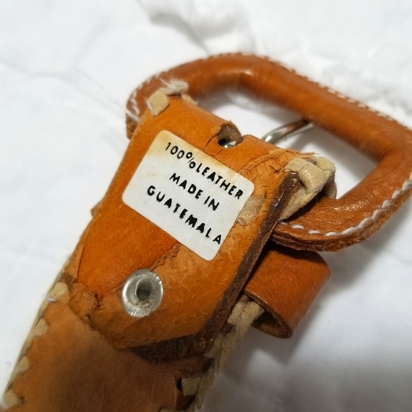 Vintage Leather Belt Handmade in Guatemala 32 EUC - Picture 15 of 16